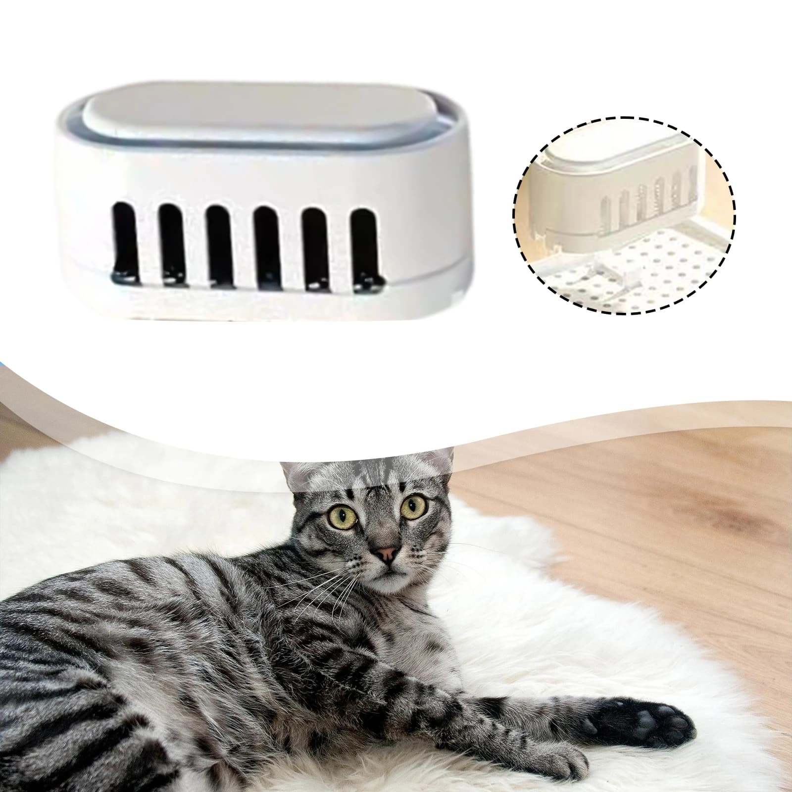 Deodorante Intelligente per Lettiera Gatti, Purificatore d'Aria e Eliminatore di Odori per Animali Domestici, Deodorante per Lettiera Gatto, Accessori per Animali Domestici, Bianco