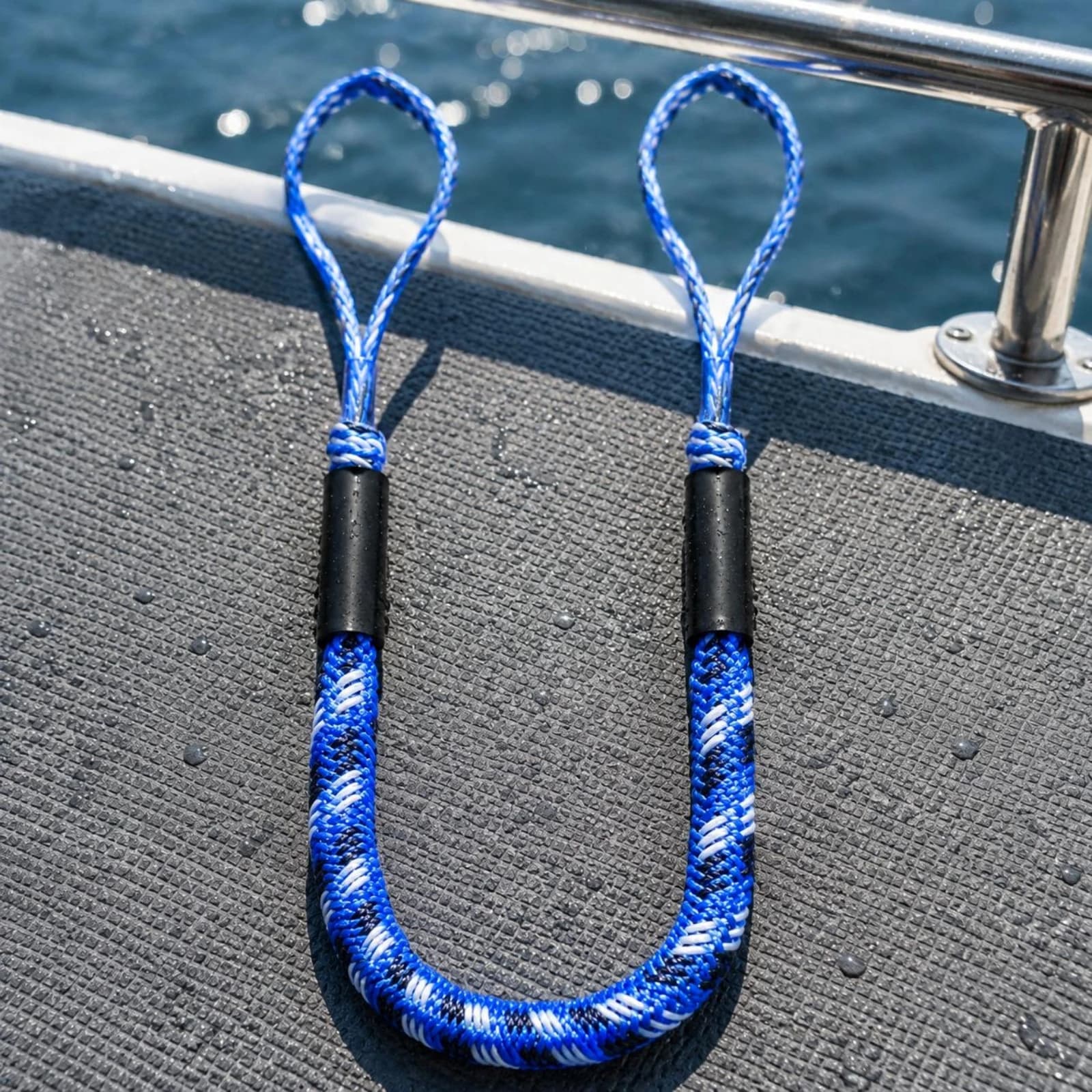 Bungee Dock Line Shock Absorbing Elastic Mooring Rope Shielded Sleeves Looped End Dock Line Marine Elastic Rope