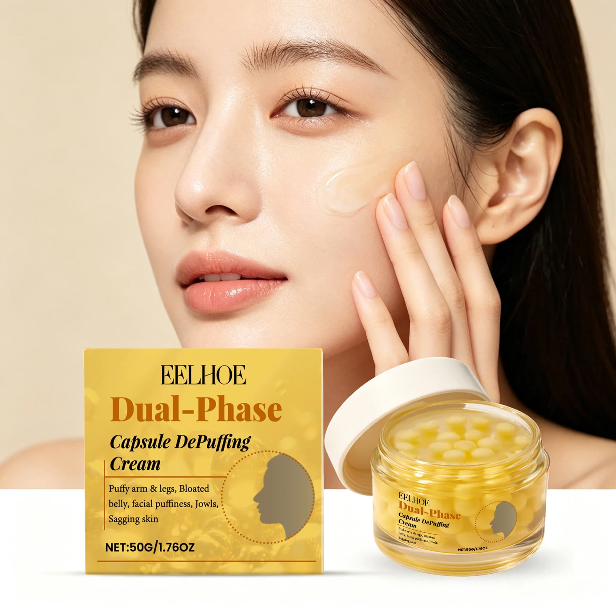 50g Face Capsule Cream Deep Moisturizing Improve Skin Texture Nourishing Pores Enhance Elasticity Firming Pore Shrink Smoothing Daily Facial Lotion