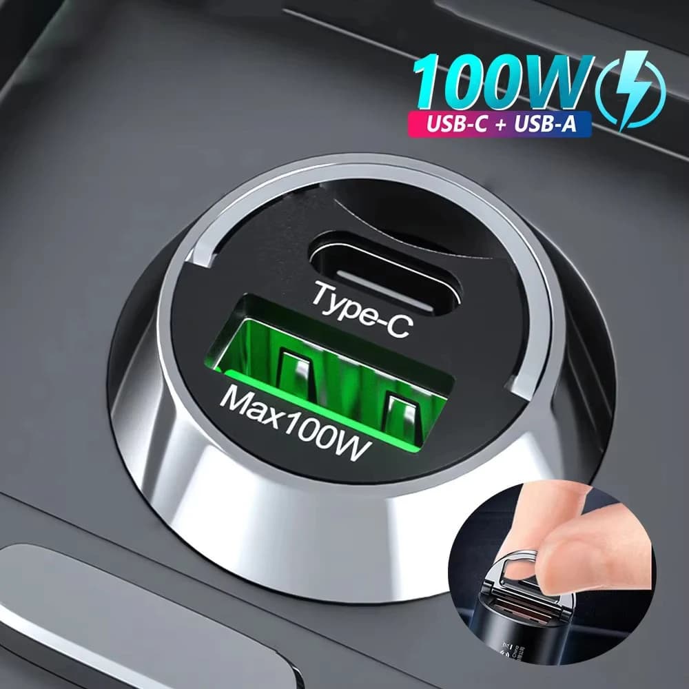 100 W USB Car Charger Quick Charging Adapter USB Type C Car Charger Adapter for iPhone Xiaomi Samsung Quick Charge 3.0 QC3.0