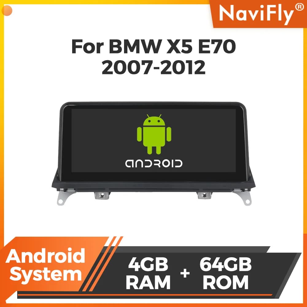 Autoradio Multimediale Navifly Qualcomm Snapdragon 8953 8-core per BMW X5 E70 X6 E71 E72 CCC CIC 2007 - 2012 4G WIFI DSP