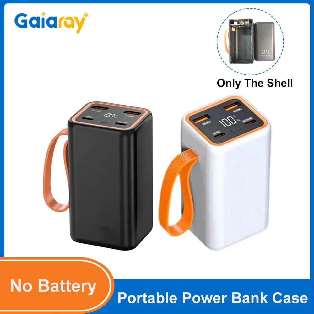 Portable Power Bank Case Battery Storage Boxes Double USB Type-C Power Bank Shell Battery DIY 4 slot 21700 No battery