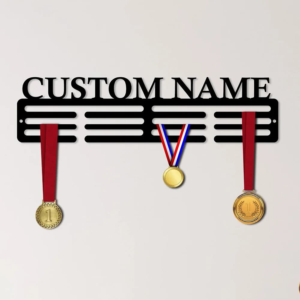 Portamedaglie in Metallo Personalizzato, Espositore da Parete per Medaglie e Nastri Sportivi