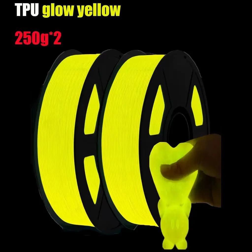 Filamento per Stampante 3D TPU 95A 1.75mm Giallo Fosforescente, 250g, Precisione Dimensionale +/- 0.03, Bobina da 500g