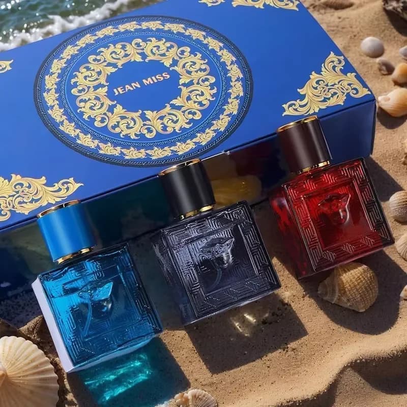 Men Perfume Gift Set 3Pcs Eros Cologne Long Lasting Light Fragrance Woody Scent Male Parfum Spray Luxury Gift Box For Men Birthday Present