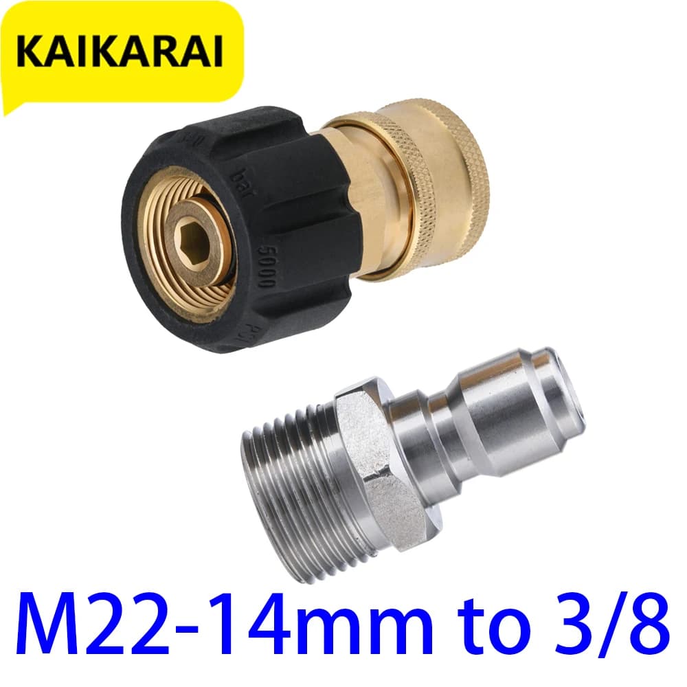 M22 to 3/8 Tool Adapters Set for M22 to 3/8 Hydraulic Pipe M22 14 mm to M22 Metric Fitting 5000 PSI