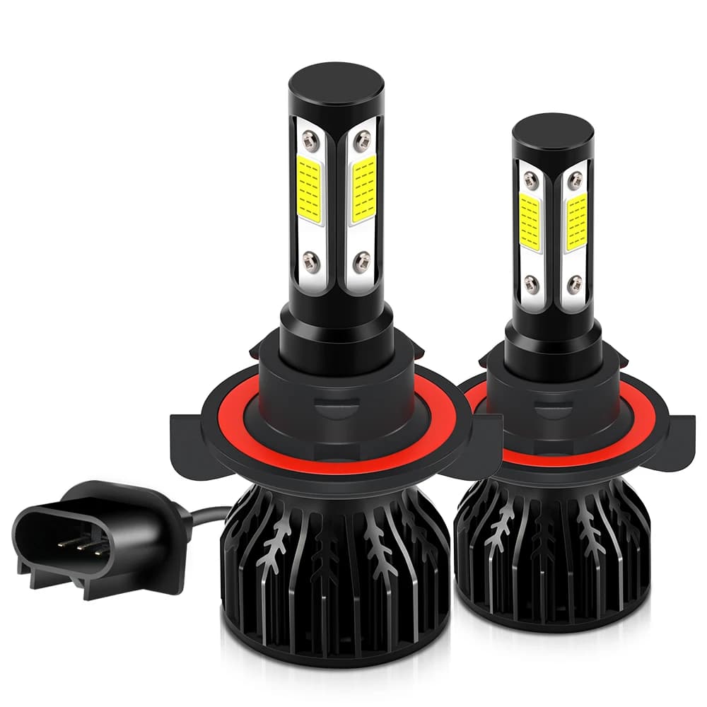 Lampadine per fari a LED per auto H13 Presa H13 Fascio alto e basso Evidenzia 360 ° chip COB lato grado 4 12000LM 6500K Bianco