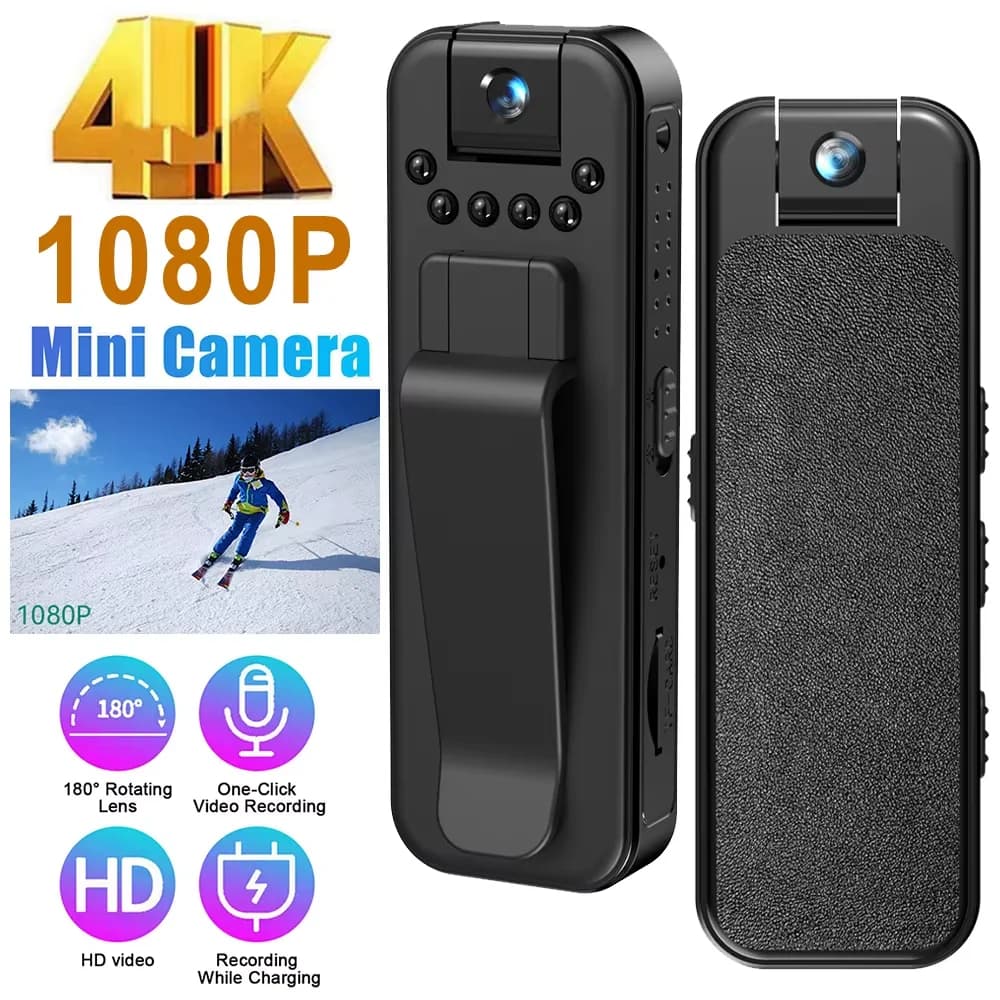Mini Telecamera HD 1080P Portatile, Registratore Video Digitale Compatto, Videocamera di Sorveglianza con Visione Notturna, Bodycam Polizia a Infrarossi