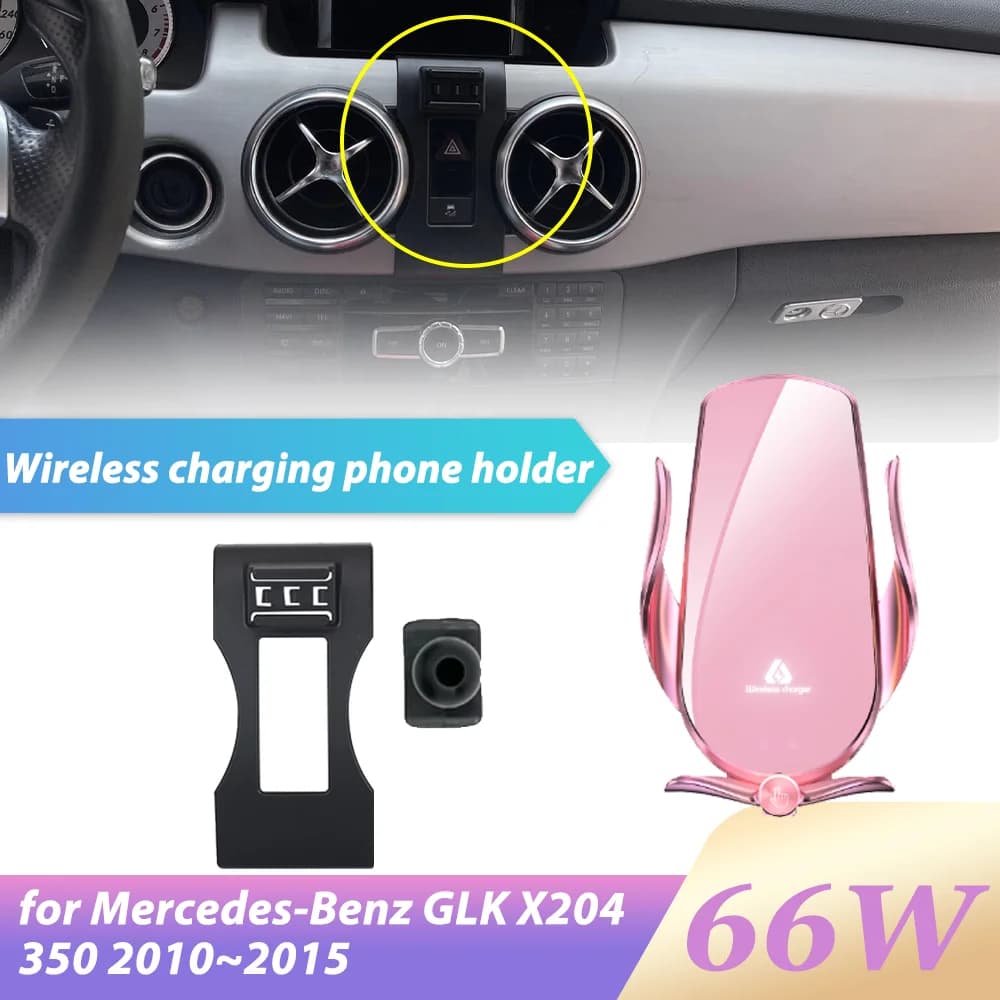 66W Car Phone Holder for Mercedes-Benz GLK X204 350 2010~2015 Wireless Fast Charging Air Vent Clip GPS Support Accessorie iPhone