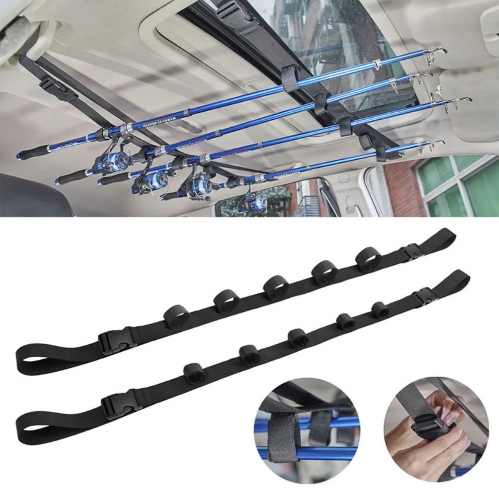 Portacanne da Pesca per Auto, 2 Pezzi, Nero, Regolabile con Velcro, Supporto per Attrezzatura da Pesca