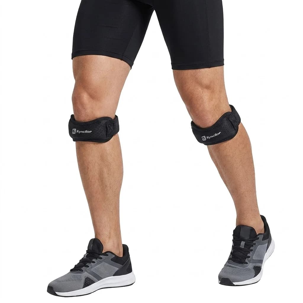 2PC Patella Kneecap Band Adjustable Silica Gel Knee Tendon Strap Protector Knee Pad Running Sports Cycling Gym Knee Support