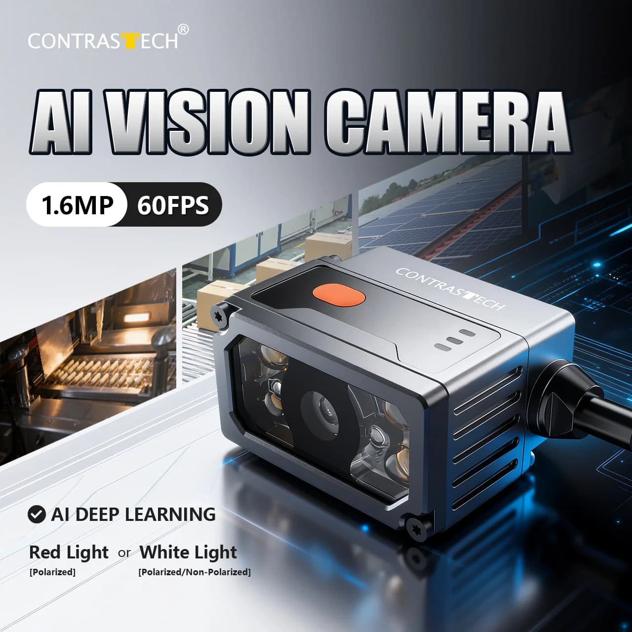 Smart Vision 1.6MP 60fps GigE to Polarized Light for Industrial Vision, Automation, Logistics and In-Sight 28 Switching