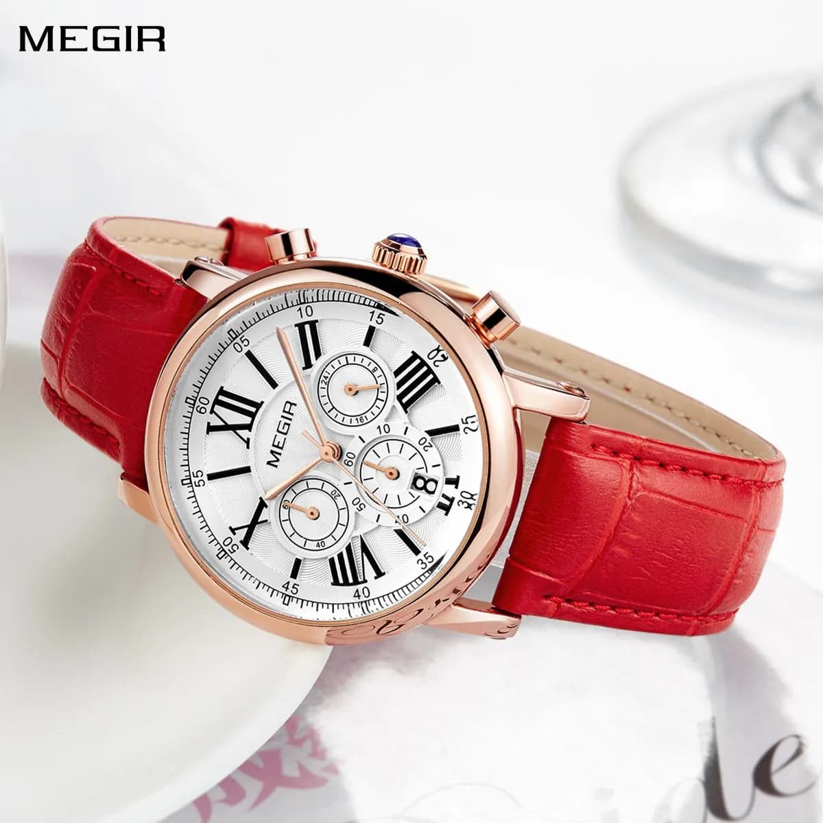 MEGIR Fashion Women's Bracelet Luxury Quartz Chronograph Women's Watch For Lovers Relogio Female Wristwatches 2058