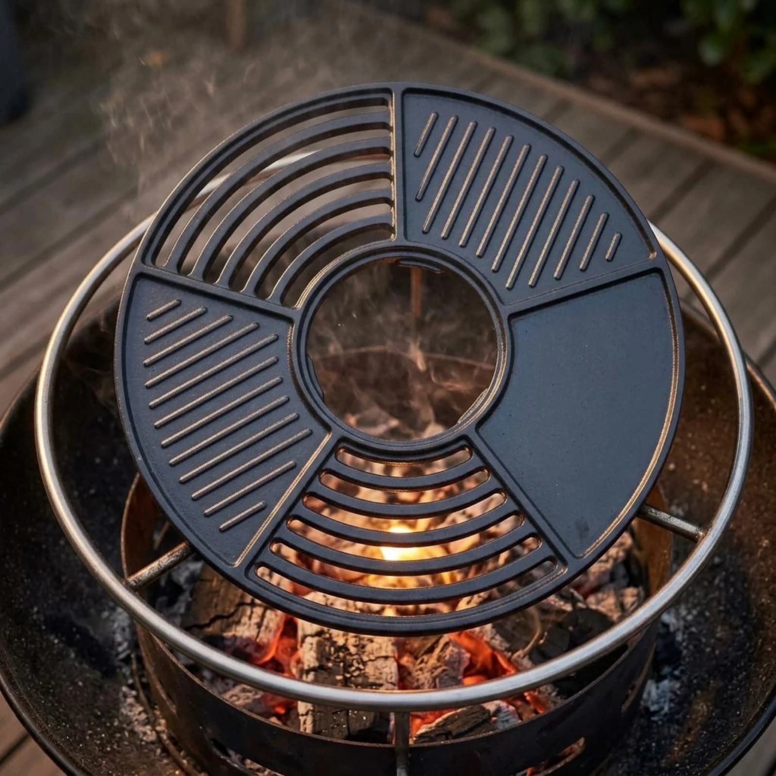 42CM Round Non-stick Iron Grill Pan Griddle Plate Charcoal BBQ Mesh Grilling Tray for Outdoor Indoor Home Barbecue Accessory