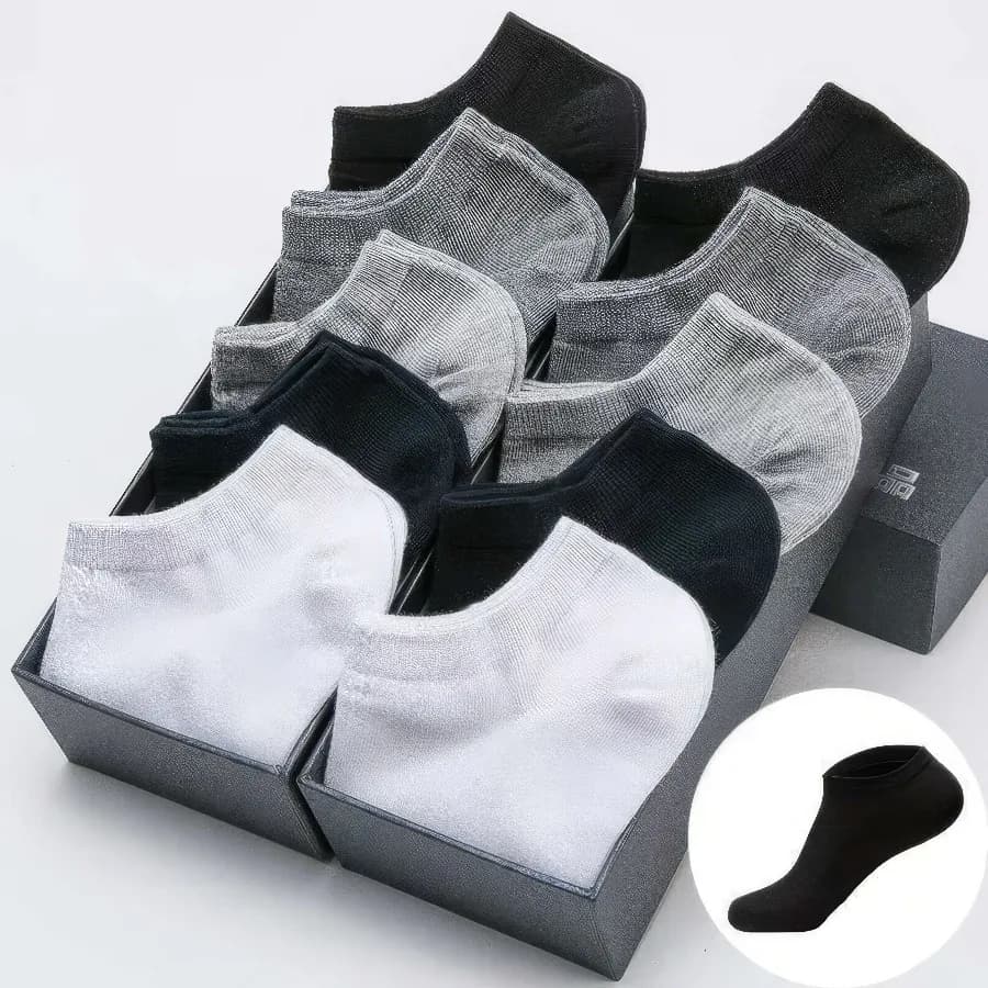 15 paia di calzini tinta unita neri, bianchi e grigi, calzini morbidi alla caviglia, adatti per scarpe sportive e scarpe in tela