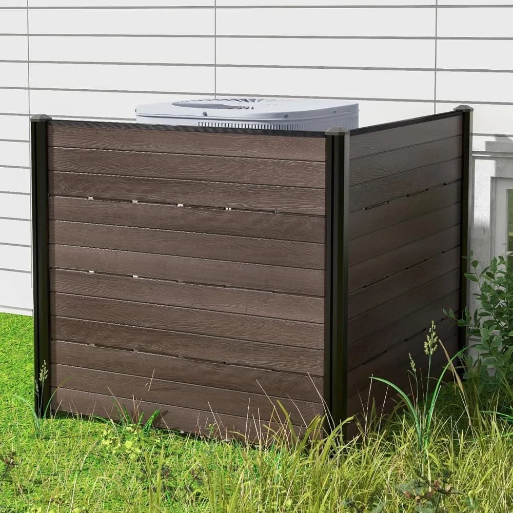 Recinzione per condizionatore d'aria a 2 pannelli, 48''L x 45''A, schermo per la privacy da esterno con 5 picchetti, contenitore decorativo in HDPE per bidoni della spazzatura