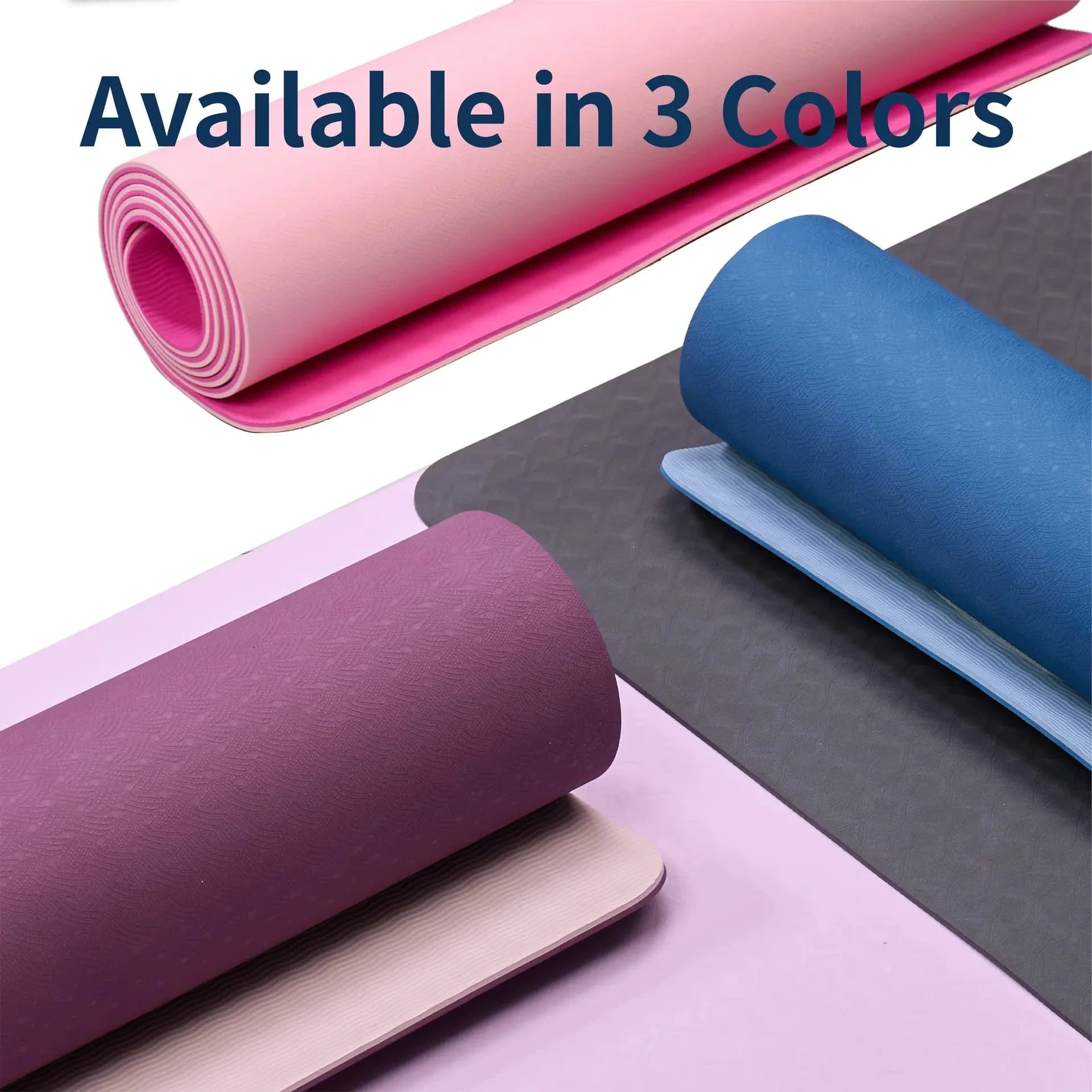 Non-Slip TPE Yoga Mat 72 x 24 Inch Lightweight Exercise Mat for Yoga Pilates Fitness Blue