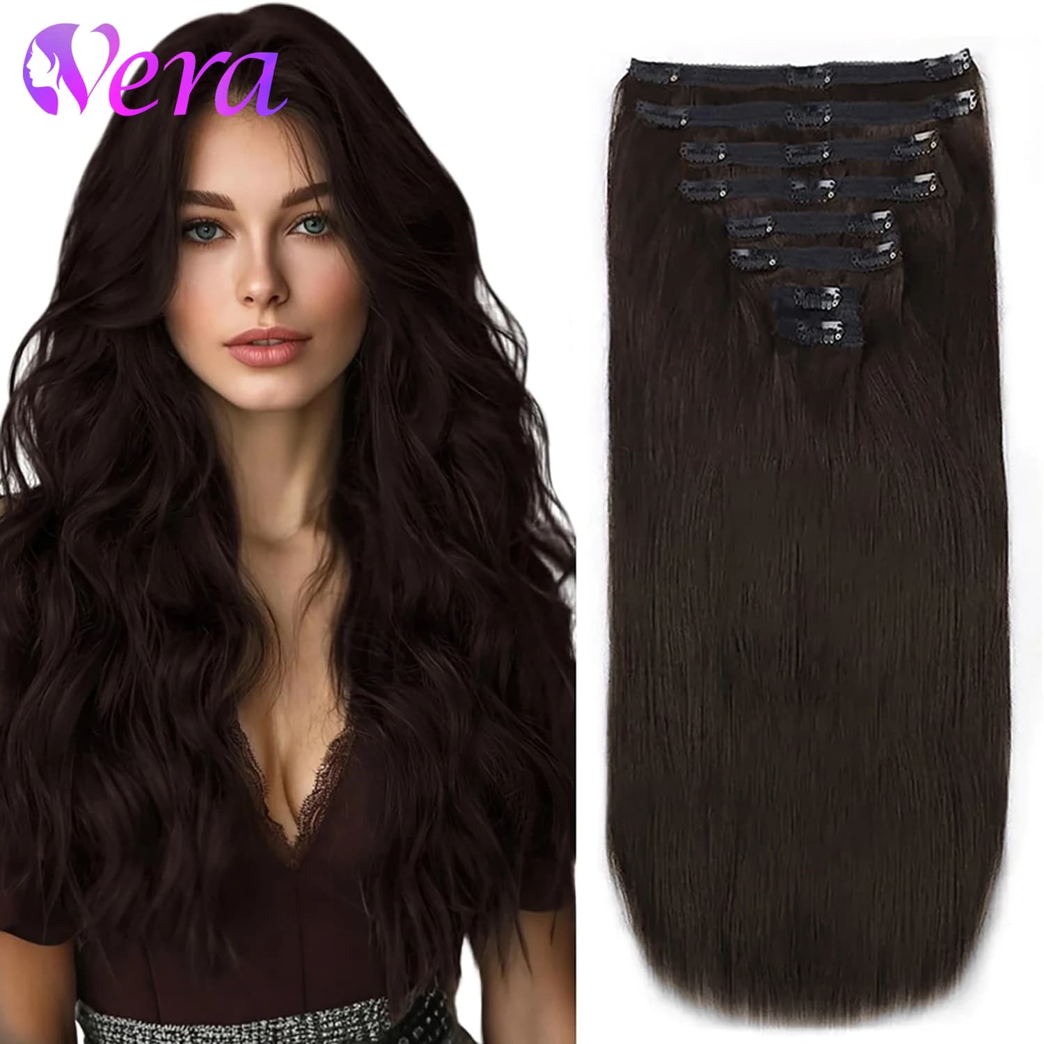 8 Pezzi Estensioni Dei Capelli Remy Clip Ins Marrone Scuro 120 G/pacco Veri Clip di Capelli Umani Per Le Donne Clip Diritta nelle Estensioni Dei Capelli