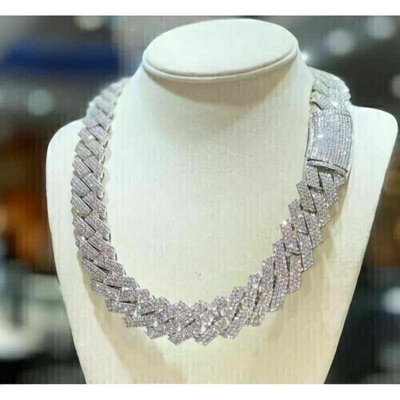 Collana a Catena Cubana Miami da 15mm | Collana da Uomo Stile Hip-Hop con Moissanite, Argento 925, Perfetta per Halloween, Natale, Carnevale