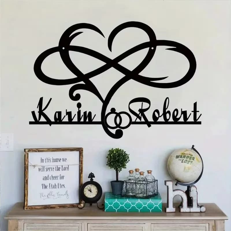 Custom Metal Wall Plate Infinite Heart Shape, Custom Eternal Love Decoration, for Weddings, Valentine's Day, Home Decoration