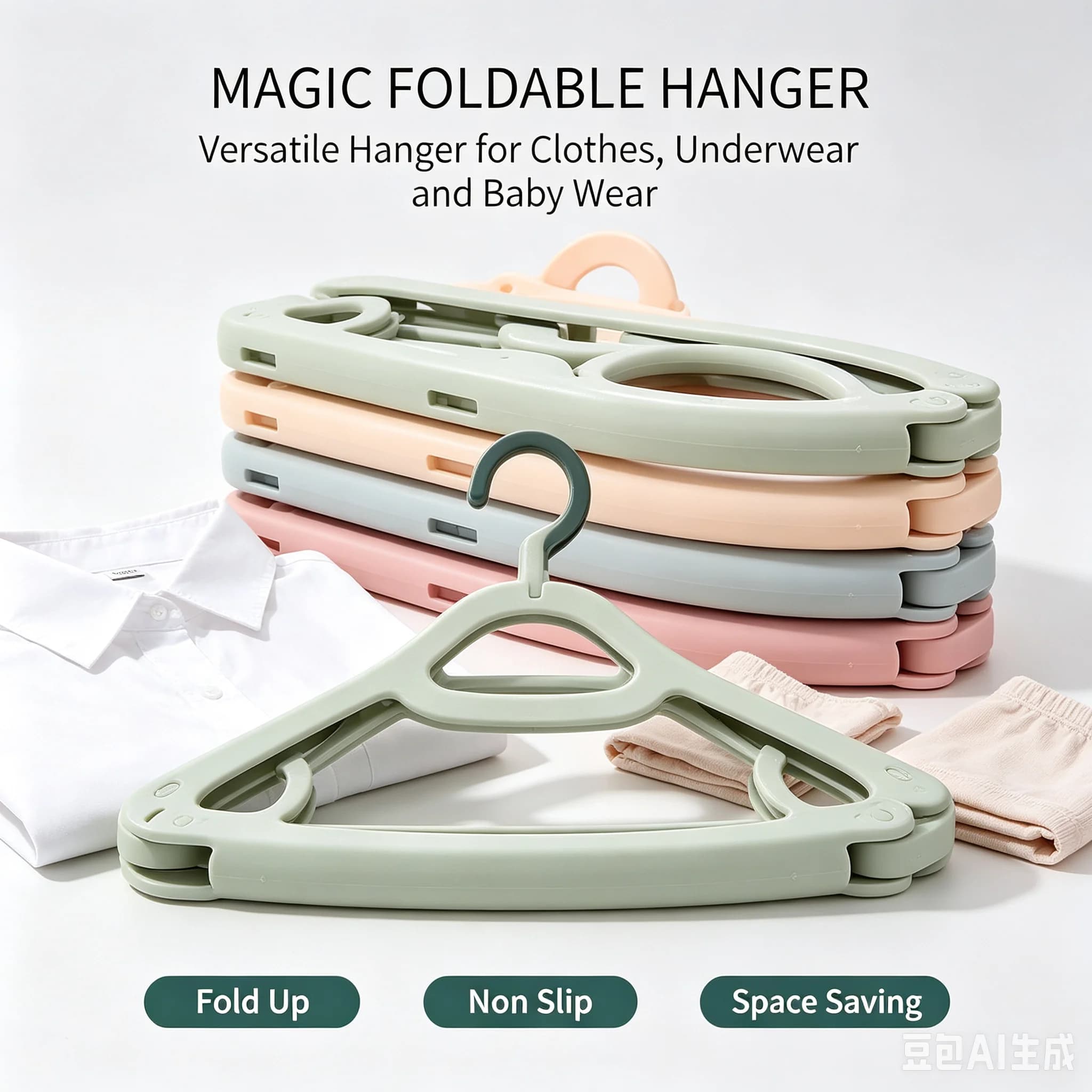 Portable Folding Hangers, Adjustable Baby Adult Clothes Rack for Parents, Students and Dorm Residents, Space Saving Closet Organizer for Kids Clothing, T-Shirts and Uniforms, Compact Hanger for Apartments and College Travel