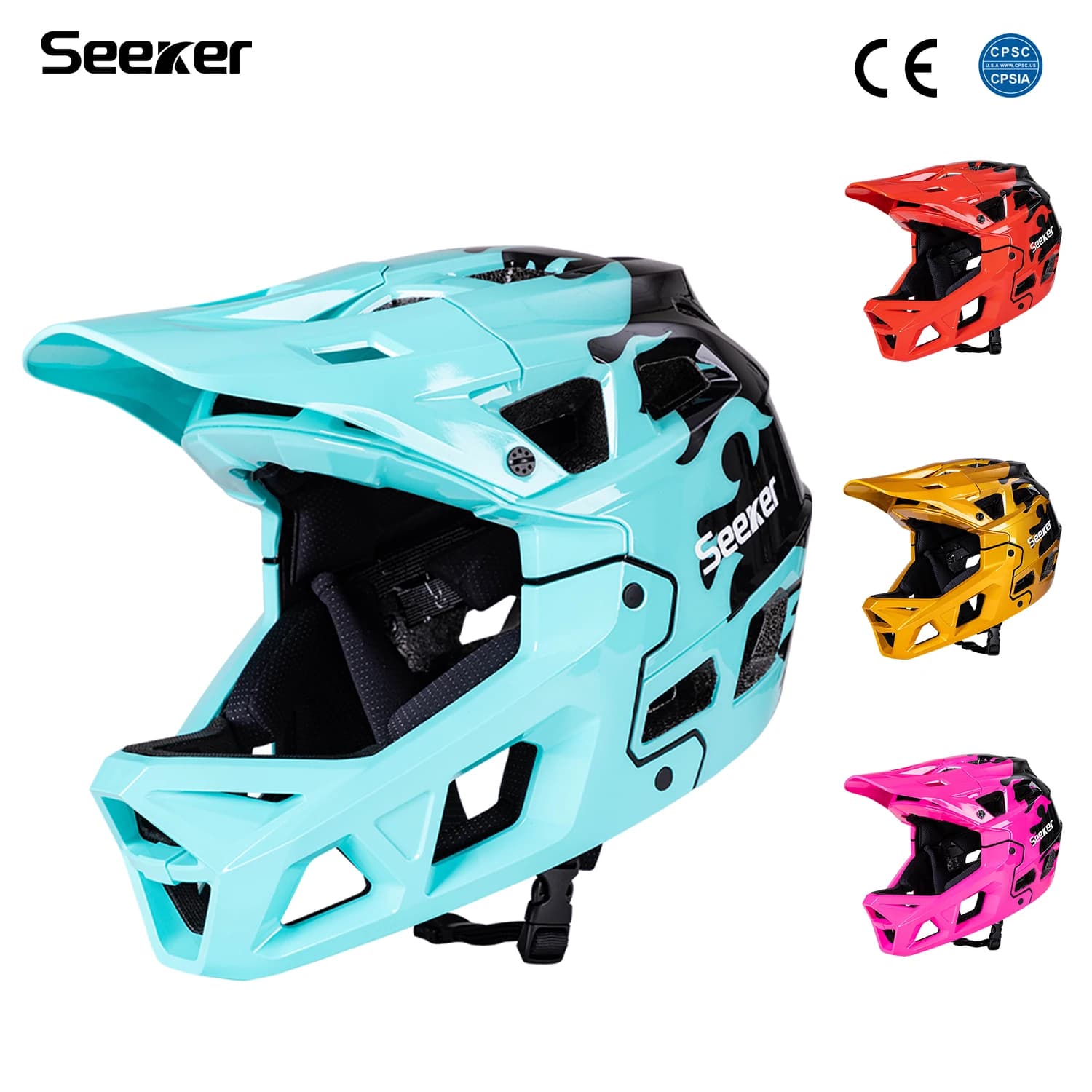 Seeker adult off-road full-face mountain bike downhill helmet anti-impact protective gear lightweight breathable cycling helmet