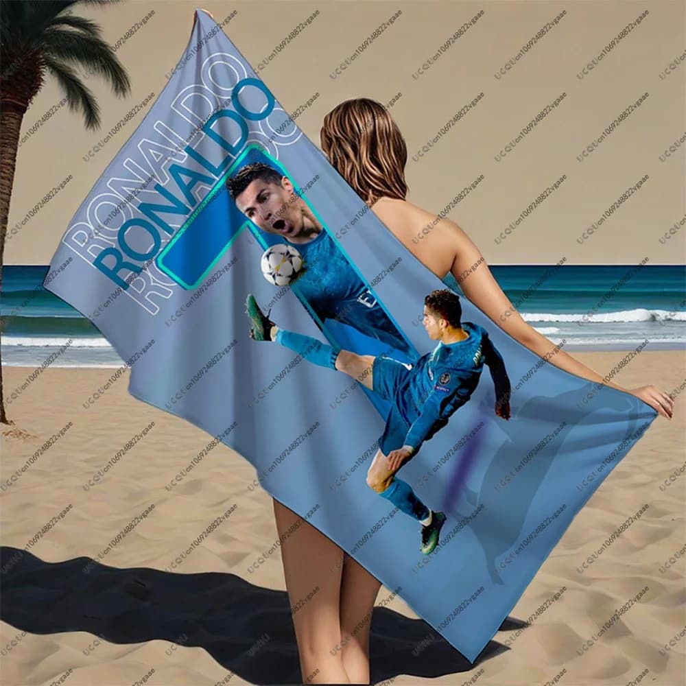 Football Star Ronaldo Asciugamano da spiaggia Nuoto Bagno Amante all'aperto Regalo ad asciugatura rapida Piscina Viaggi Vacanza Morbido campeggio Calcio Sport Hot