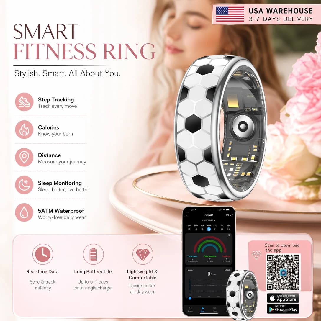 Women Smart Ring Football Control Video New Technology Smartring with Health Monitor Waterproof 100+ Sport Couple RIng Ultra Light