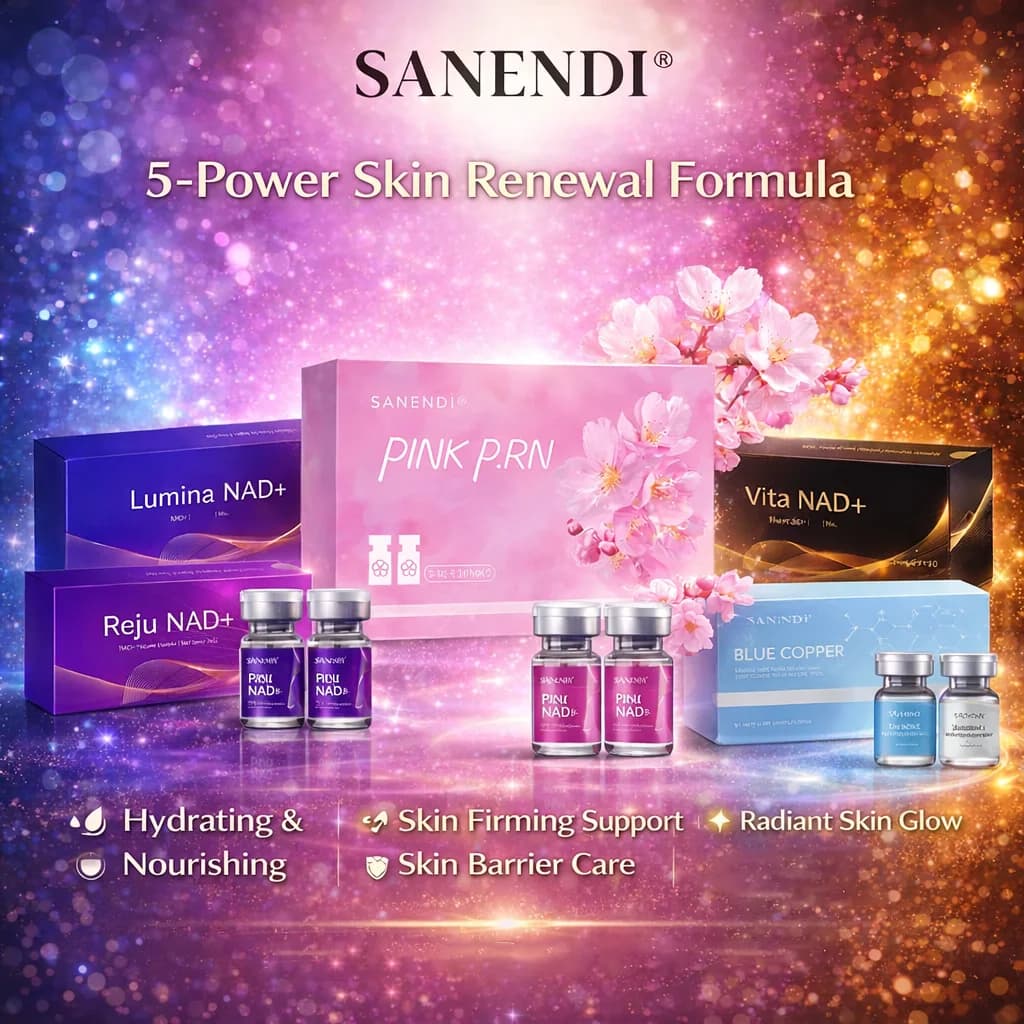 Set di Cura della Pelle Coreana Sanendi NAD+ Pink PDRN, Siero Viso all'Acido Ialuronico, Essenza Viso al Rame e Vitamina, Peptide di Collagene Levigante