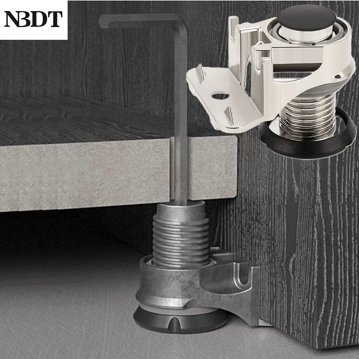 Zinc concealed leveling feet for cabinets and wardrobe with L bracket