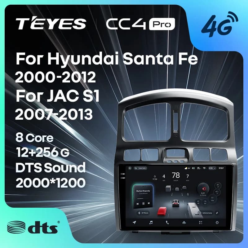 TEYES CC4 PRO Per Hyundai Santa Fe SM 2000 - 2012 Per JAC S1 (Rein) 1 2007 - 2013 CarPlay Radio Car play Auto 2DIN Autoradio