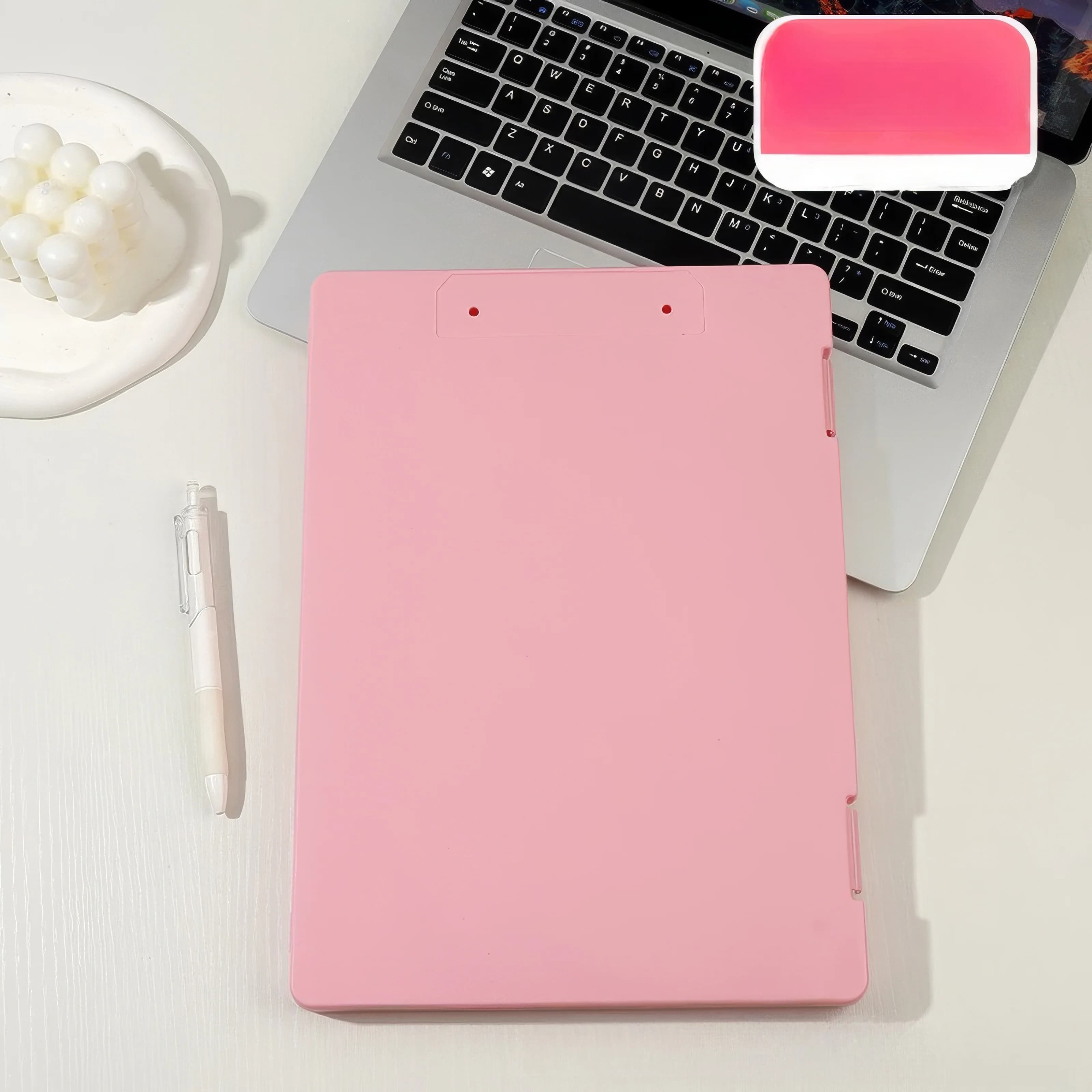 Scatola porta documenti rosa da 1 pezzo, organizer per cartelle, pieghevole, custodia per documenti in carta, con maniglia, portatile, per uso domestico e scolastico
