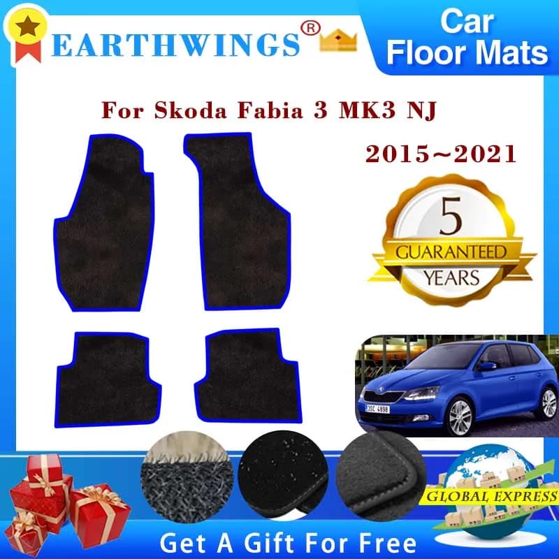 Car Mats For Skoda Fabia 3 MK3 NJ 2015 2016 2017 2018 2019 2020 2021 Foot Reliefs Mats Covering Accessories Auto Parts