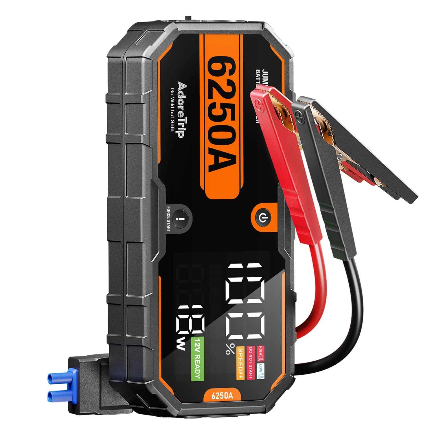 AdoreTrip 6250A Avviatore d'Emergenza per Auto 12V, Booster Batteria Portatile con Display LCD Smart da 3.7'', Power Bank, per Motori a Benzina 10.0L e Diesel 6.5L