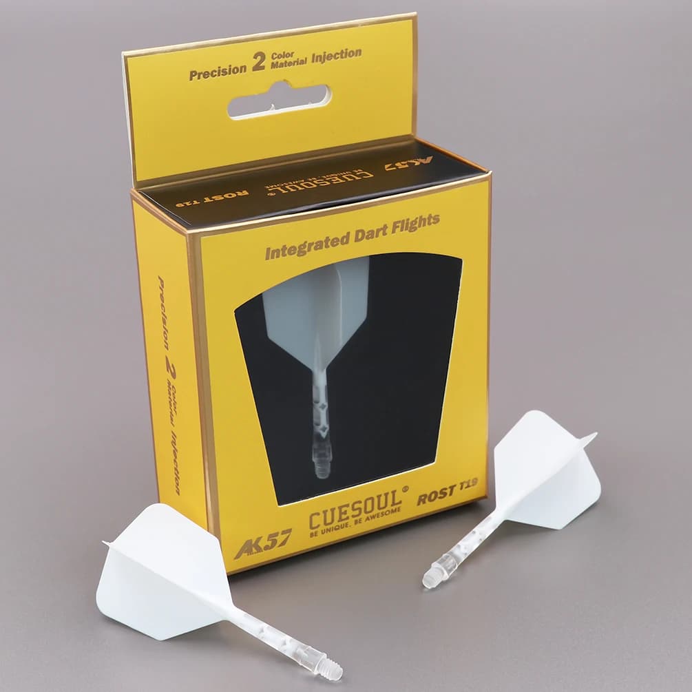 CUESOUL 929 nuovo lancio ROST T19 albero per freccette integrato e voli a forma di ala grande, Set di 3-bianco