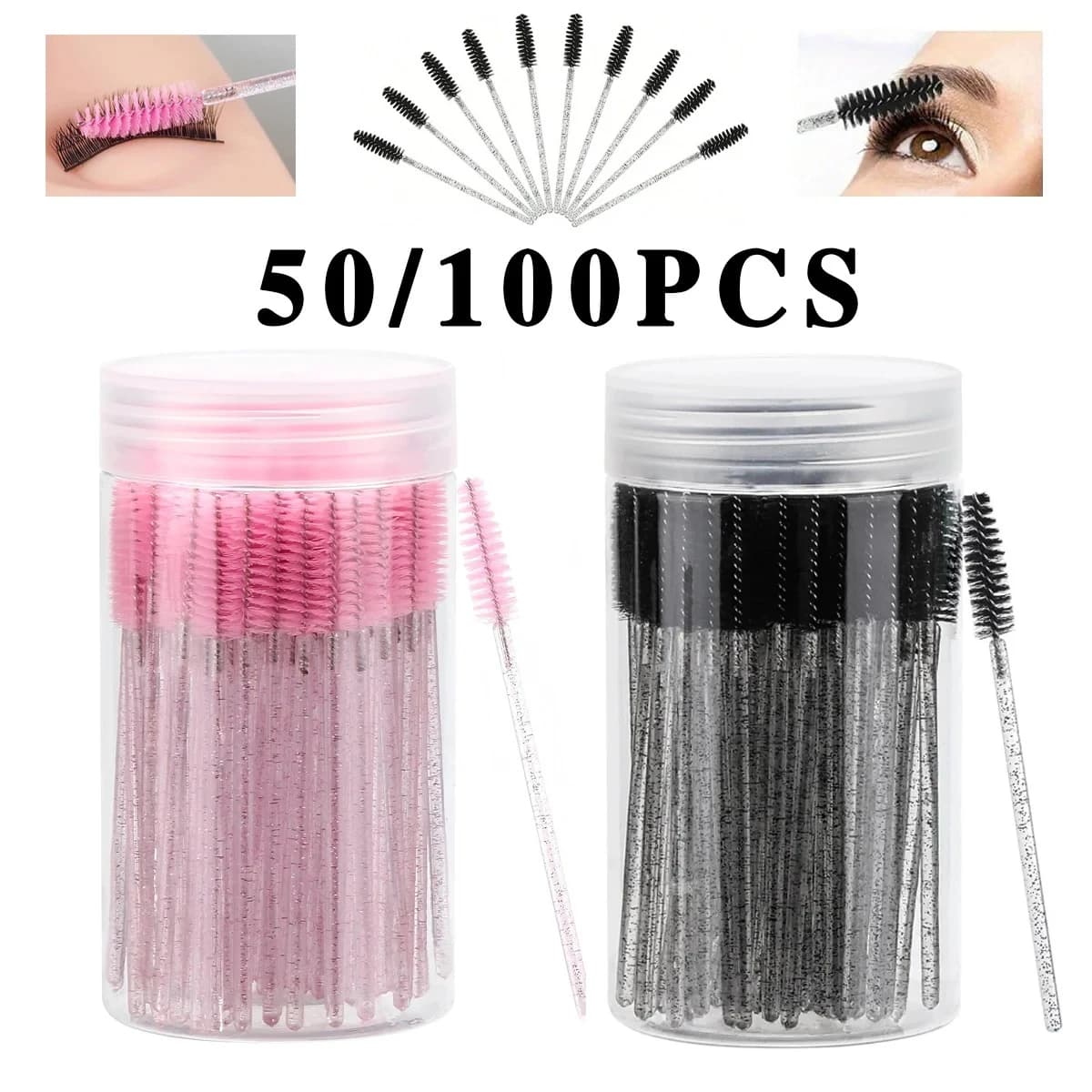 50 pz. Spazzolini Monouso per Extension Ciglia, Spoolie, Micro Applicatori Mascara, Pettini - Ingrosso