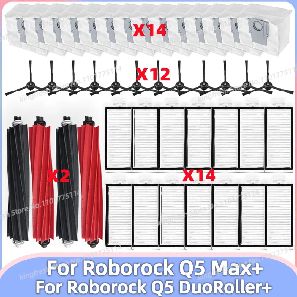 Compatibile con Roborock Q5 Max+ / Q5 DuoRoller+ Parti di Ricambio per Aspirapolvere Robot Rullo Principale Spazzola Laterale Filtro HEPA Sacco per la Polvere