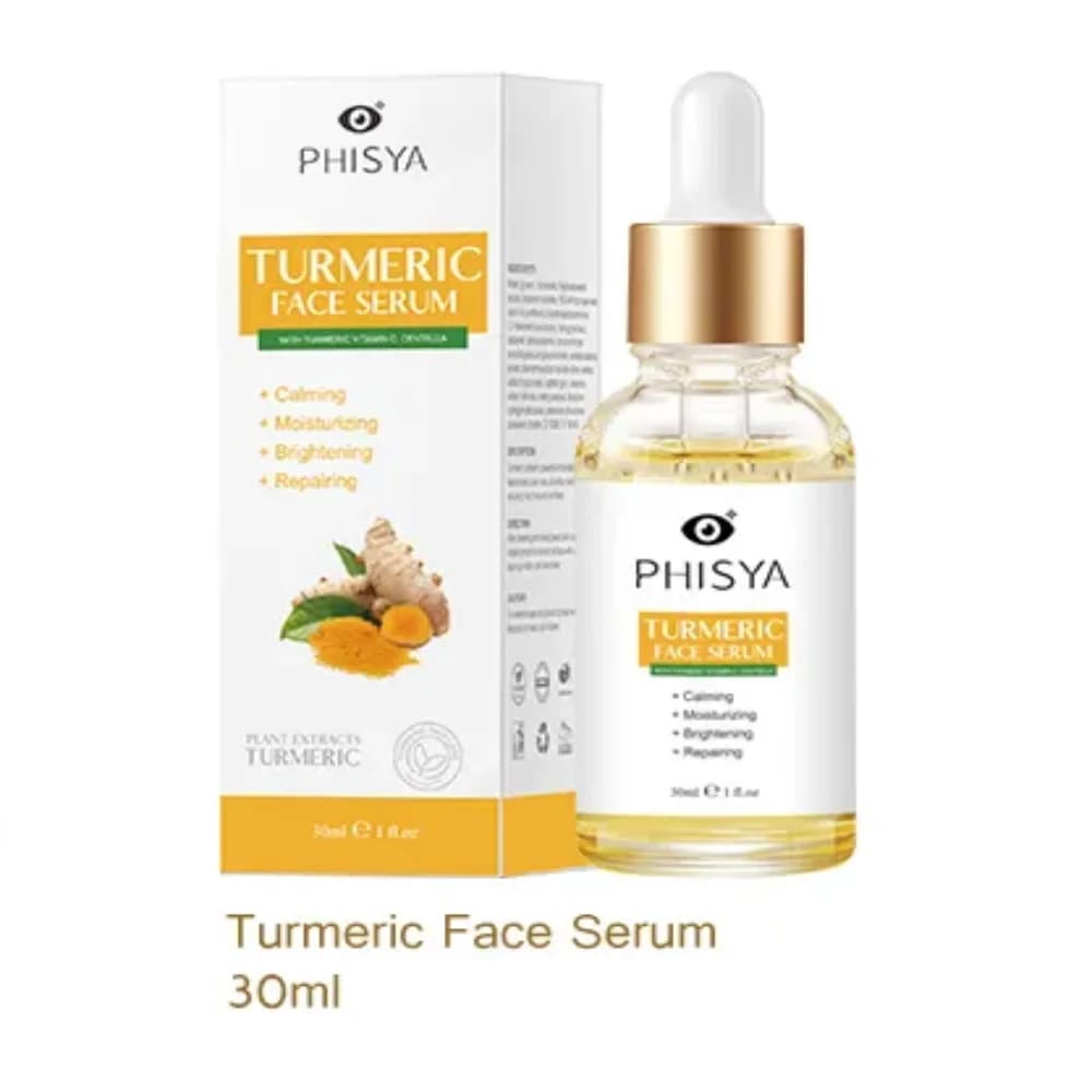 Estratto di curcuma (Curcuma longa), vitamina C, aminoacidi e minerali, siero viso in gel alle erbe per adulti, Siero Viso alla Curcuma 30ml