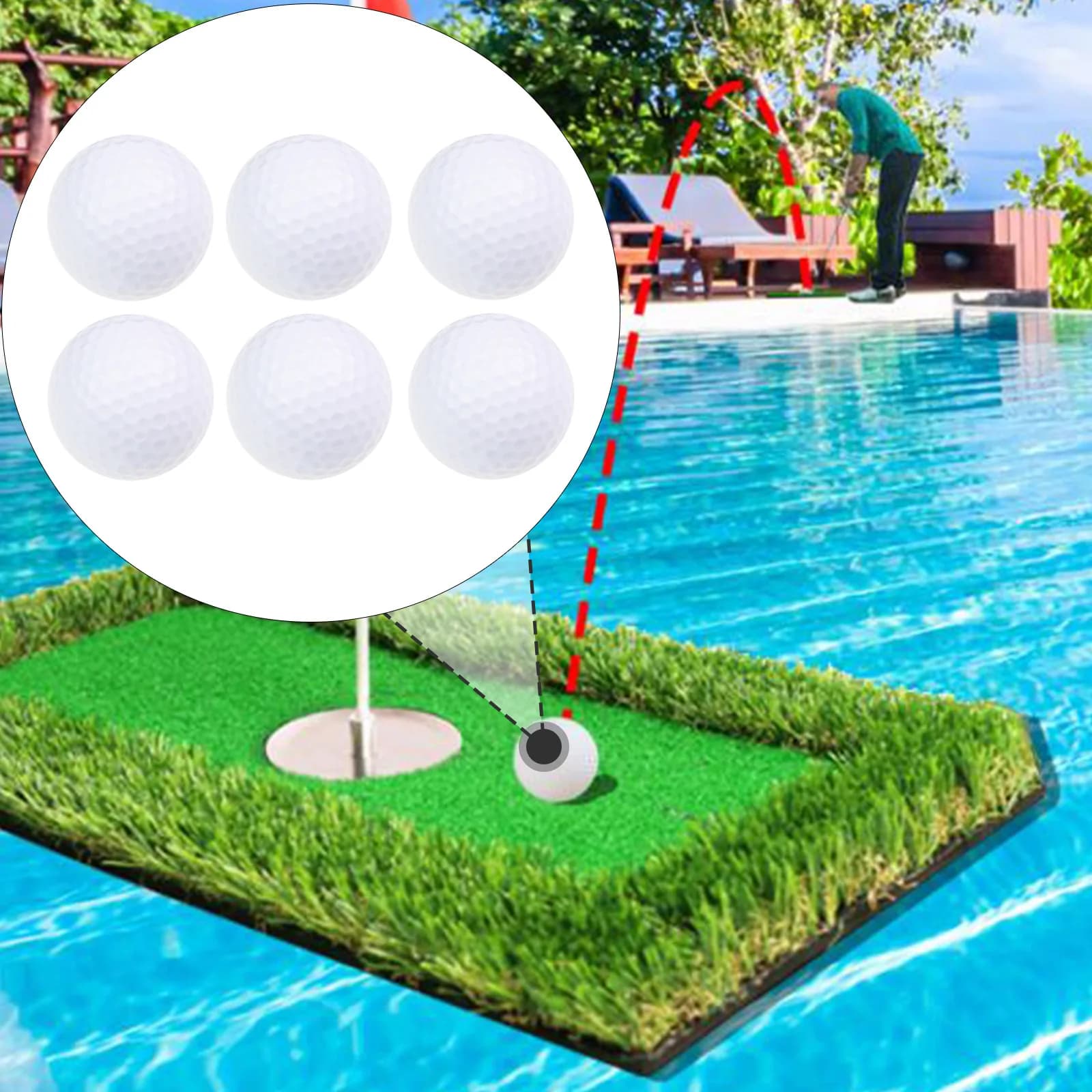 6 pezzi palline galleggianti da golf competizione pratica in piscina ausilio pratico per l'allenamento per i golfisti sport acquatici palline in schiuma durevoli swim train