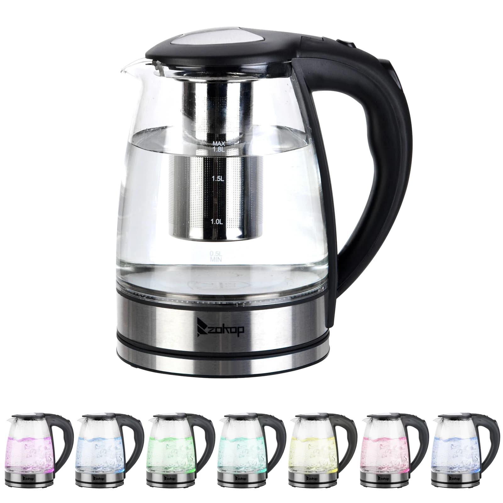 HD-1861-A Bollitore Elettrico in Vetro 110V 1200W 1.8L con Spina USA