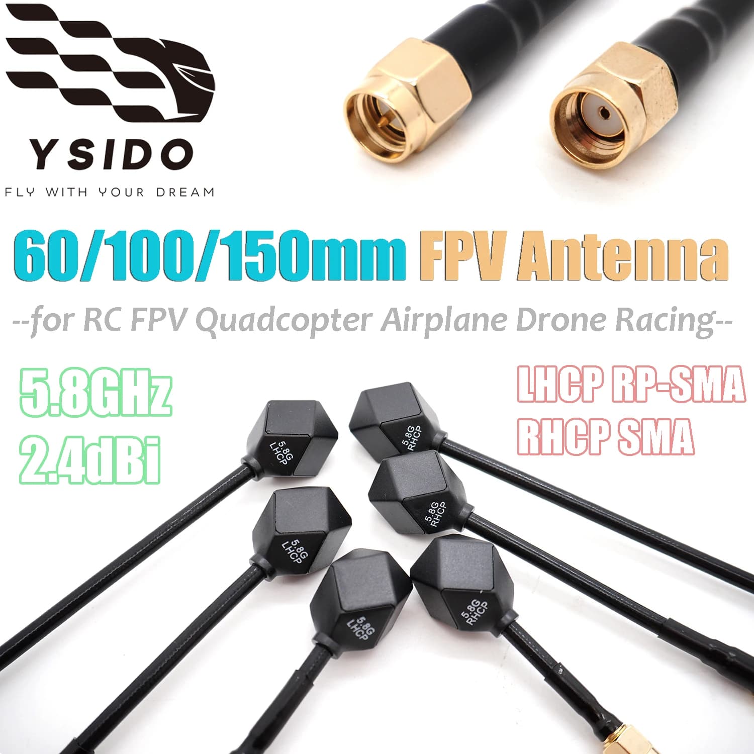 Accessori per antenne ad alte prestazioni 60/100/150mm 5.8GHz LHCP RHCP SMA RPSMA per RC FPV Quadcopter Aereo Drone Parti da corsa