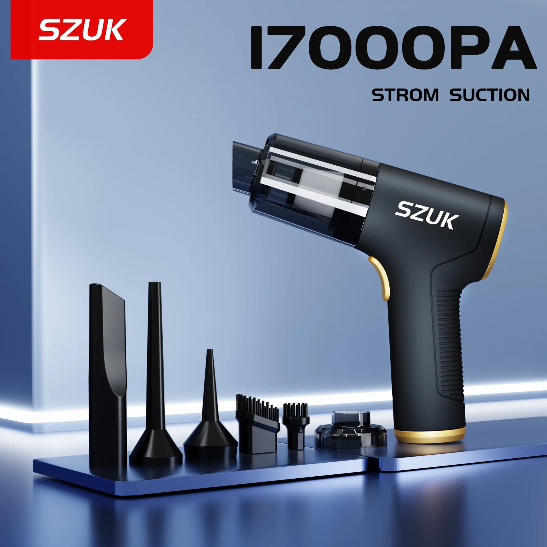 SZUK Portable Car Vacuum Cleaner 17000Pa Strong Suction Handheld Cleaning Machine Powerful Wireless Mini Vacuum Cleaner for Car