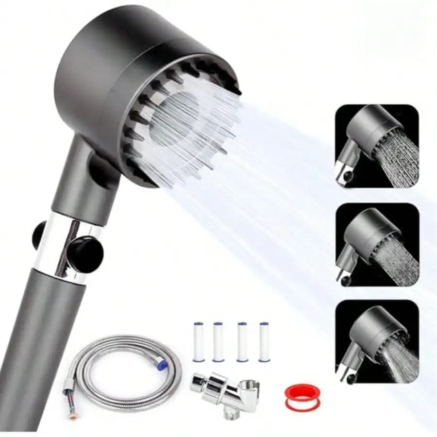 High Pressure Filtered Shower Head with Handheld, Massage Shower Head with Hose, Bracket&on off switch, Cotton Filters, 3 Spray Mode&Detachable Spray Gun Mode
