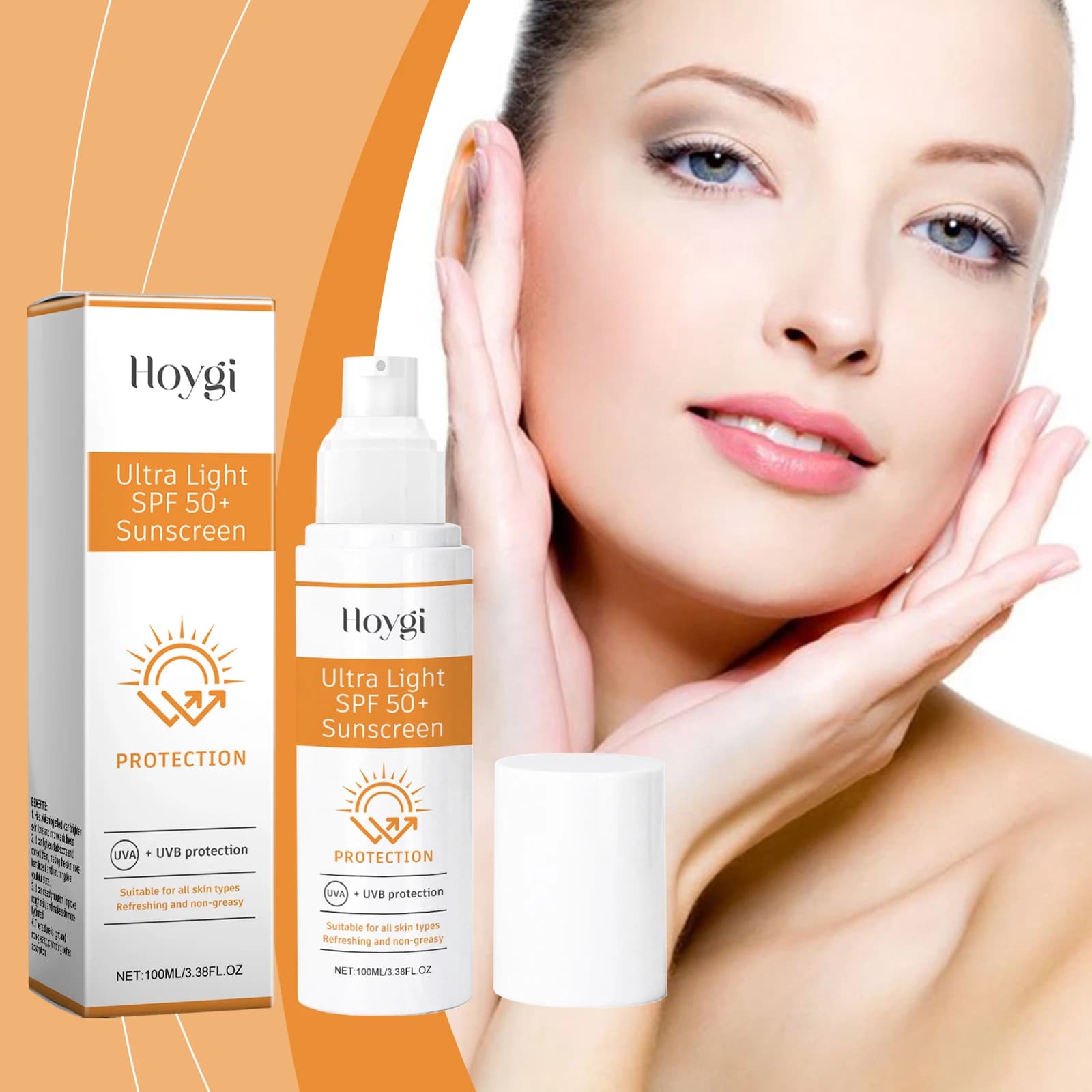 Hoygi 100ml Spf50 Crema solare idratante per il viso Protezione UV Controllo del petrolio Rinfrescante Crema solare schiarente per la pelle estiva all'aperto