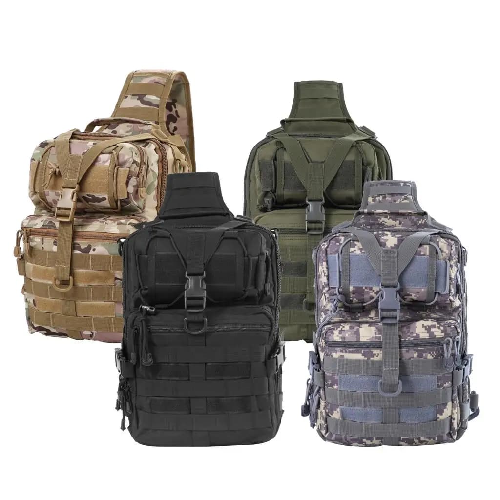 Outdoor Cycling Shoulder Bag, Water Resistant, for Bikes, Hiking, Travel, Tactical Waist Bag with Multiple Pockets