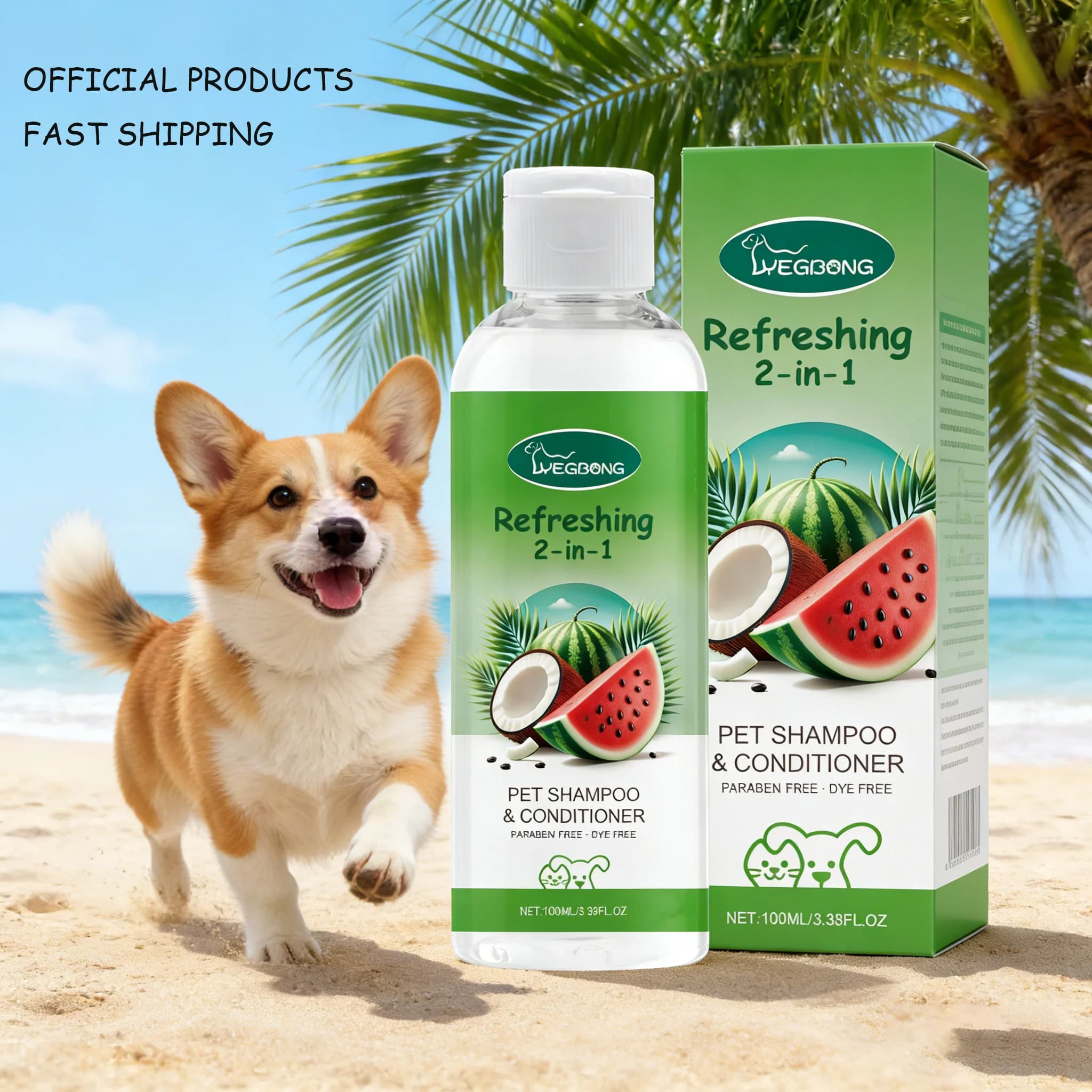 YEGBONG Shampoo e Balsamo 2-in-1 Rinfrescante da 100ml per Cani e Gatti, per Pulizia Quotidiana, Deodorante e Delicatamente Nutriente per il Pelo degli Animali Domestici