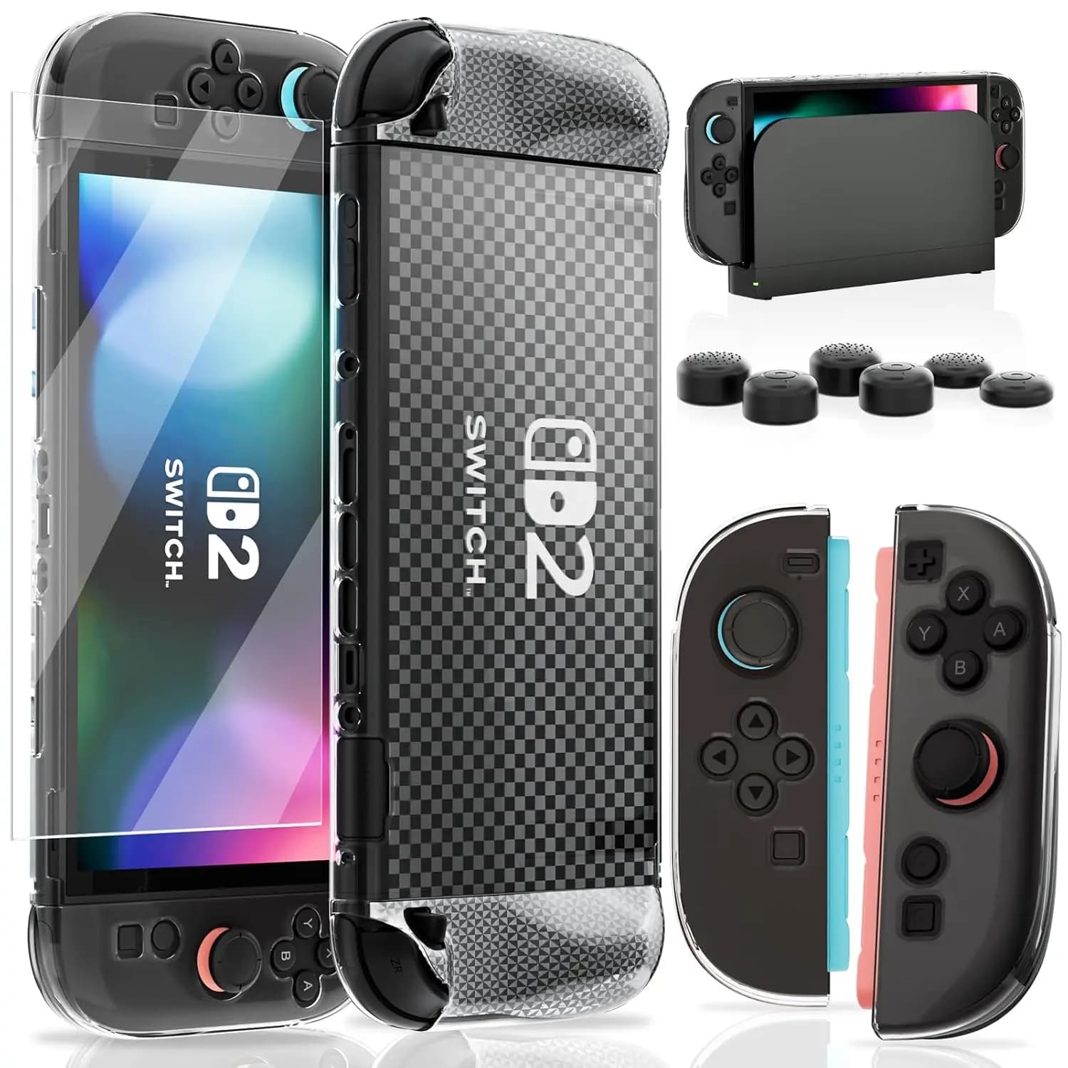 Custodia per console Switch 2, custodia protettiva per PC dockingabile Custodia con impugnatura in TPU con protezione per lo schermo per l'accesso al controller Switch 2