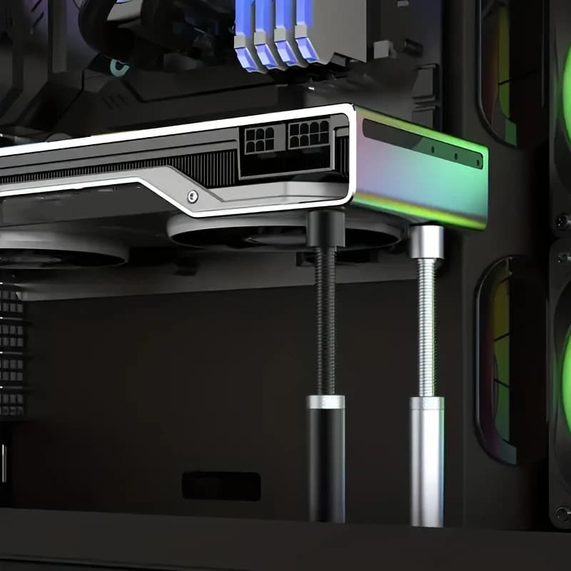 1 supporto per scheda grafica telescopico regolabile in lega di alluminio, supporto per scheda grafica con fondo a ventosa magnetica anti-piegatura