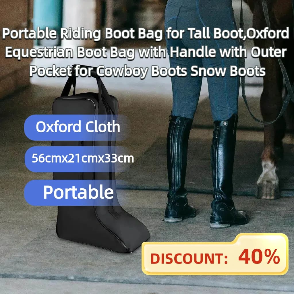 Borsa Portatile per Stivali Alti da Equitazione, Borsa per Stivali da Equitazione in Oxford con Manico e Tasca Esterna per Stivali da Cowboy e Stivali da Neve