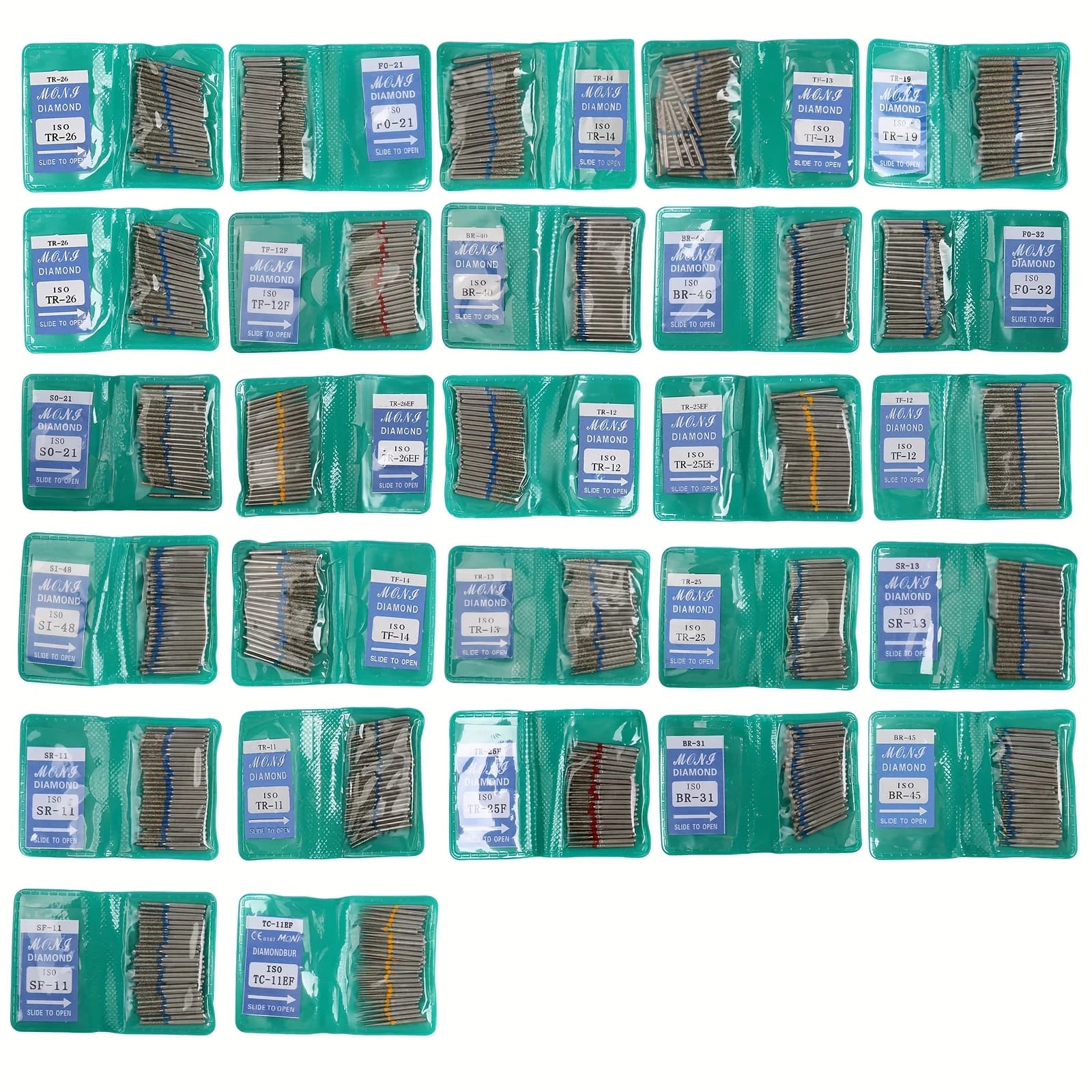 50Pcs/Bag Dental Diamond High Speed Burs for Polishing Smoothing 1.6MM High Quality Polishing Drill Dental Tools Odontología